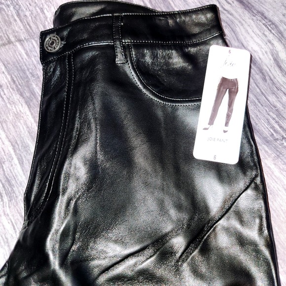 Joie Pant Black Faux Leather High Rise Slim Fit Womens Size 6 NWT - Picture 1 of 13